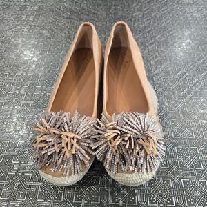 Chatties Women's Tan and Cream Embellished Loafers